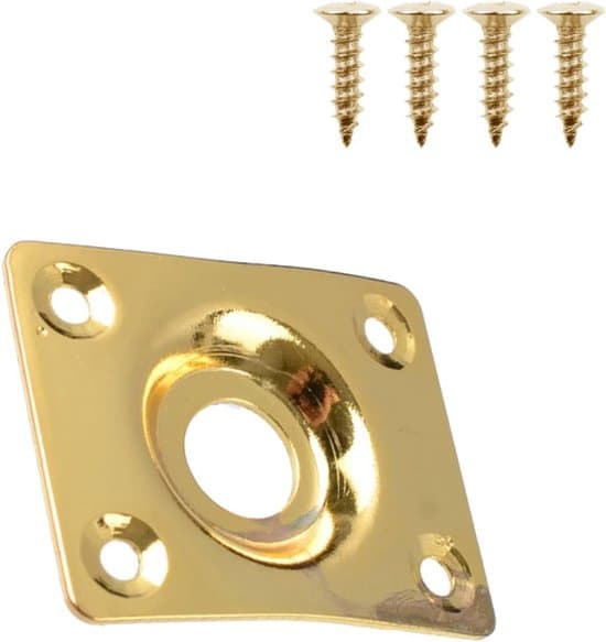 Elektrisk guitar jackpanel med skruer, guitar/bas udgangsjack tilbehør, guld