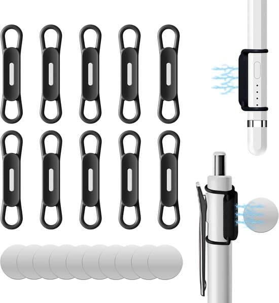 10-pak Penneholdere, silikone, 4,4*1 cm, Sort