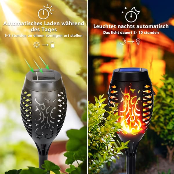 4-pack utomhus solcellsfacklor (IP65 vattentät)