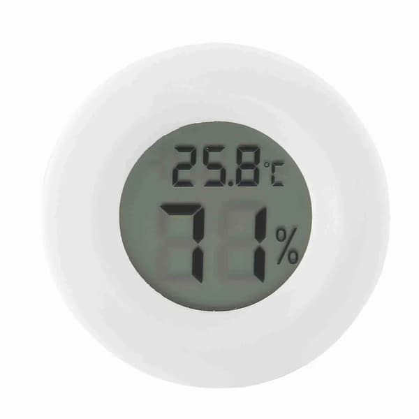 Mini digital LCD-termometer og hygrometer, rundt, specielt designet til krybdyr.