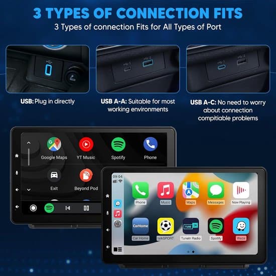 2-i-1 trådlös CarPlay- och Android Auto-adapter, USB A till C