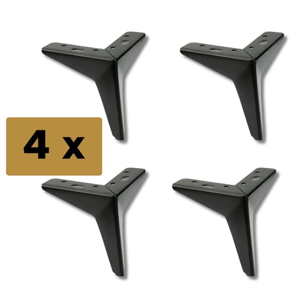 4 metalmøbelben, sorte, 12 cm