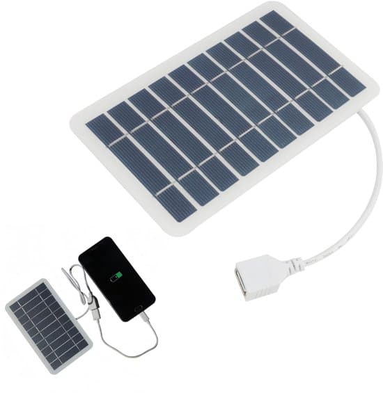 - Bærbart 2W solpanel med USB til smartphones og powerbanks