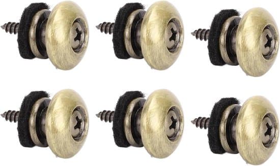 Gitarrbandsknoppar - Gitarrändstift - Säkert gitarrband - Slät, rundad design - 6-delat set - Brons
