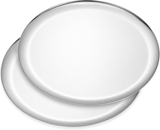 2-delt 17 cm sølvfarvet rundt middags- og serveringsfad i rustfrit stål