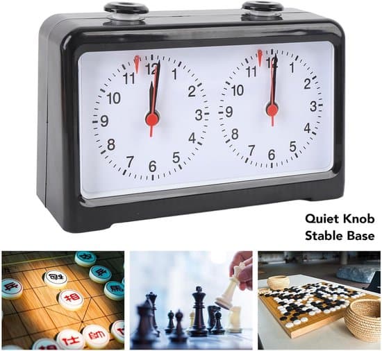 Mekaniskt schackur - Analog timer - Schackspel - Tyst knapp - Ej specificerat - Svart