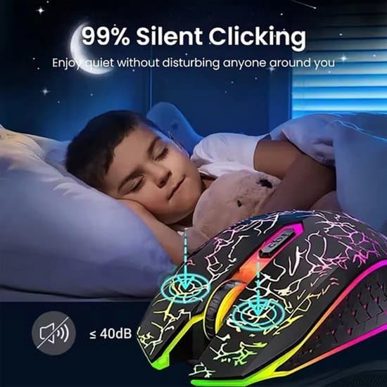 Trådløs gamingmus - Bluetooth - Genopladelig - Sort
