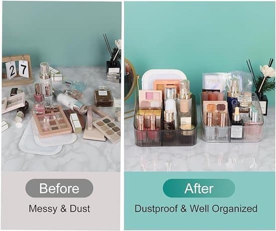 Makeup Organizer - 5-rums Kosmetik Organizer til Skrivebord, Badeværelse og Garderobe - Grå