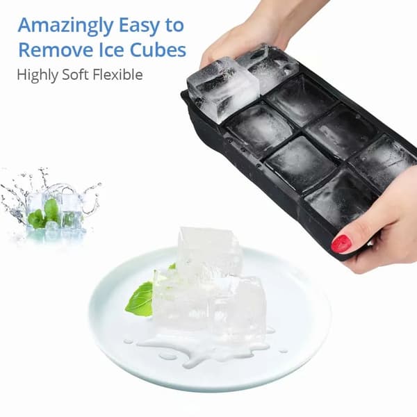 Isbitsform i silikon med lock, extra stor isbitsform, isbitsbehållare, 2-pack ismaskin