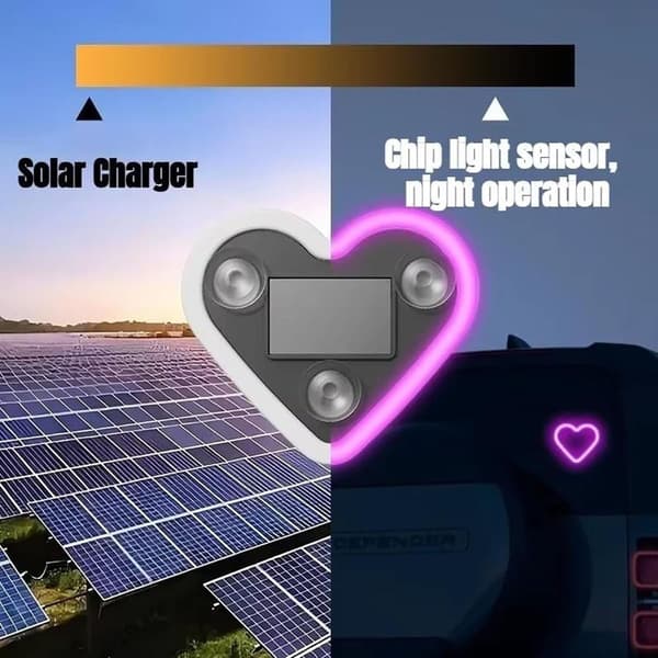 Rød Blå Solar Trådløs LED Hjerte Bil C-stolpe Neonlys