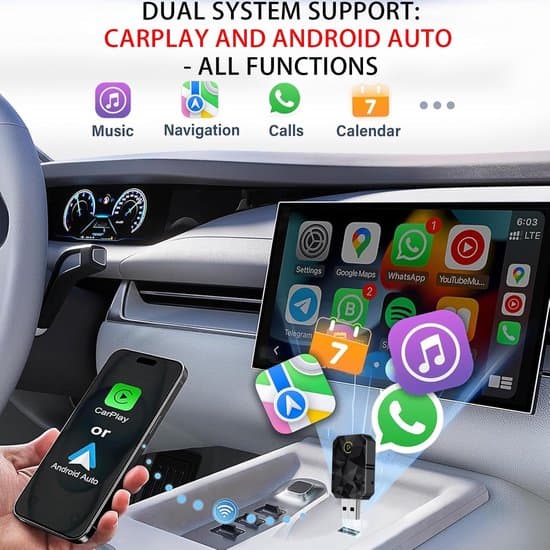 Trådlös CarPlay-adapter för iPhone/Android, plug and play