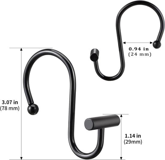12-pack silver rostfria S-formade duschdraperi- och stångkrokar