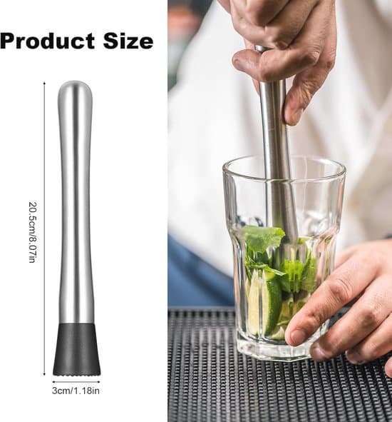 2-delt cocktailmuddlersæt i rustfrit stål - Cocktailknuser - Isknuser - Perfekt til bardrinks og juicer