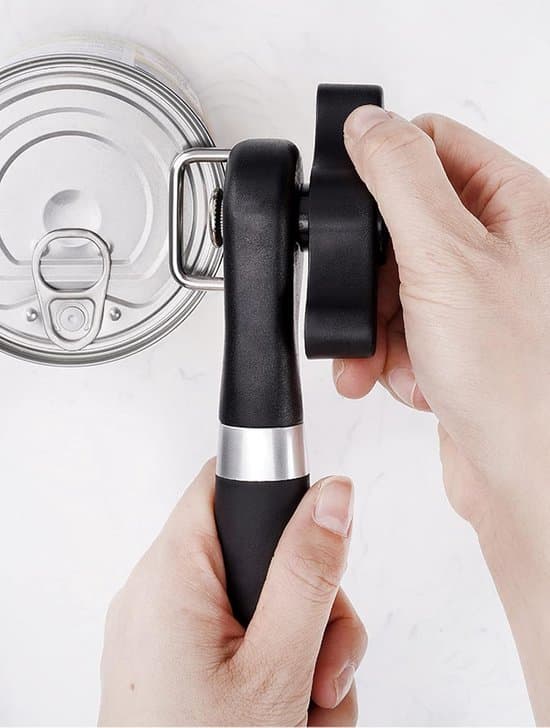Ergonomisk sikker dåseåbner i rustfrit stål med silikonegreb