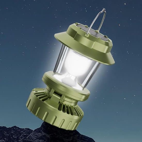 USB Solar Campinglanterne Arbejdslys med Ventilator til Udendørs Telte