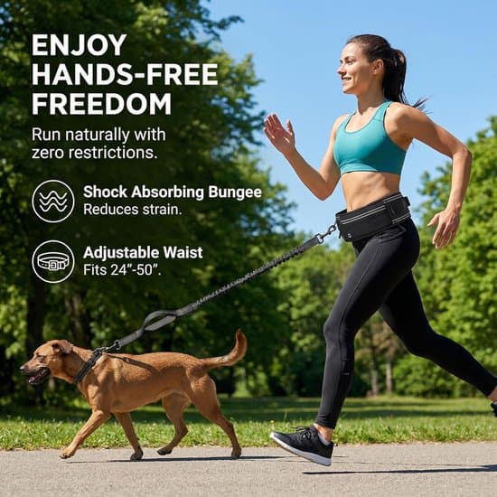 Justerbart hundlöpbälte med sprintskyddsbälte och vattenflaskficka
