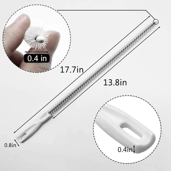 Avloppsrengöringsborste - hårfångare - kök/badrum - nylonborste - 4-pack (vit 45cm)
