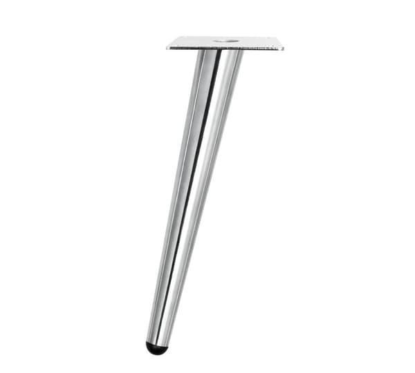 Fire vinklede møbelben, forkromede koniske møbelben, udskiftningsmøbelben, metalmateriale, 23 cm.