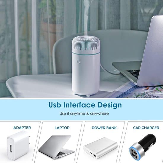 Lämplig för bildiffusor luftfuktare 100 ml aromaterapi mini bärbar LED vit