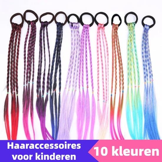 10-delars regnbågsgradient flätad hårband/hårförlängningsset