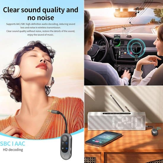 2-i-1 Bluetooth 5.3 Transceiver - Trådløs lydadapter - Grå