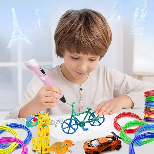 3D-printpen-sæt, graffitiprinter og tegnesæt, inklusive 12 farver PLA-filament - blå.