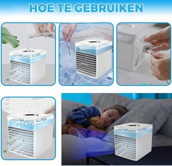 Mini luftkølere - Bærbare luftkølere - Luftfugtere - Airconditionkølere - Bordventilatorer
