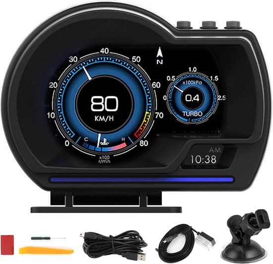 Universal bil Head-Up Display med GPS og OBD2 Dual Mode Speedometer