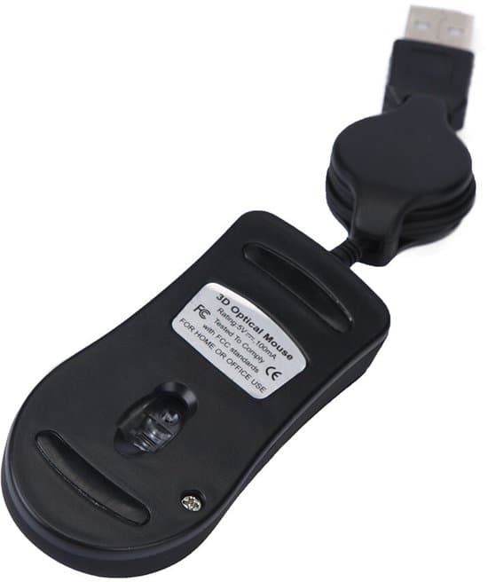 Mini optisk USB-mus med rullehjul til bærbare computere - Sort