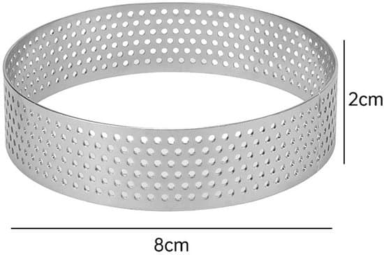 Bageforme, 10-delt sæt, 8 cm bageforme, 8x2 cm, rustfrit stål, sølv, non-stick mousse kage ringforme, perforerede kageforme, bagværk