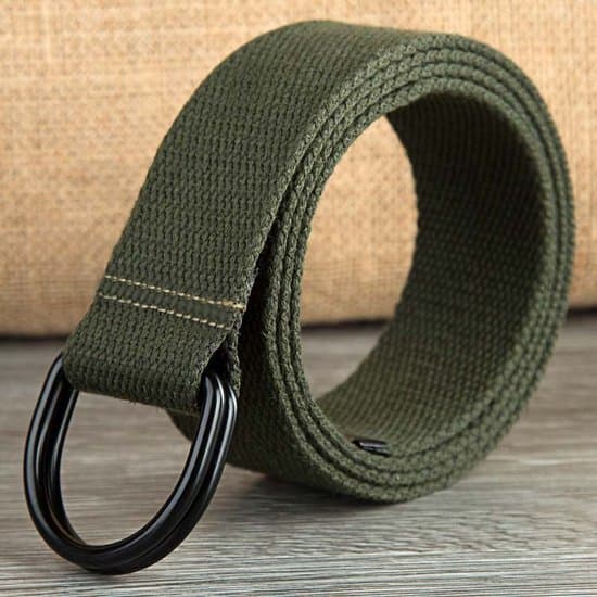 2-delade 130 cm kaffefärgade flätade D-ringsbälten i canvas för män