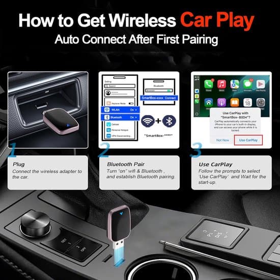 Langaton CarPlay-sovitin, plug and play USB-dongle, iOS 12+