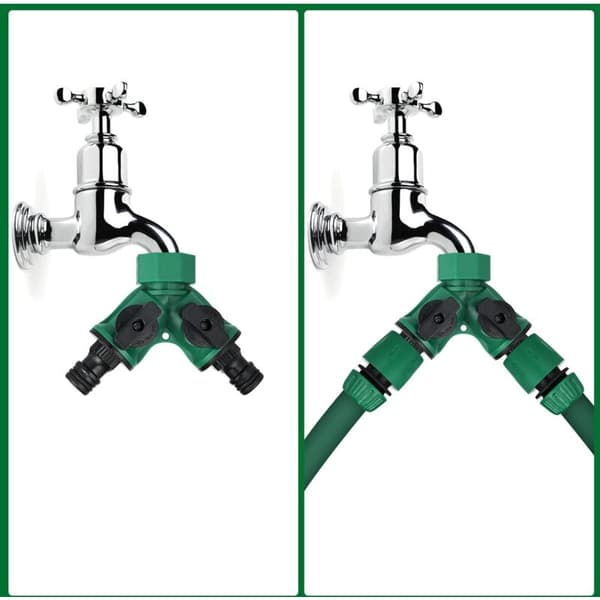 Y-type haveslangesplitter, dobbeltventilhaneadapter til vanding