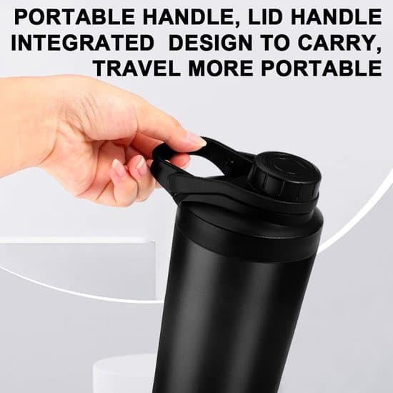 Proteiinisekoitinpullo - 750 ml - Ruostumaton teräs - Musta