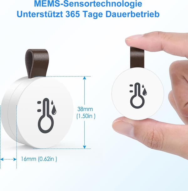 Tvådelat mini Bluetooth-termometer- och hygrometer-set, med app, dataregistrering, smart sensor.