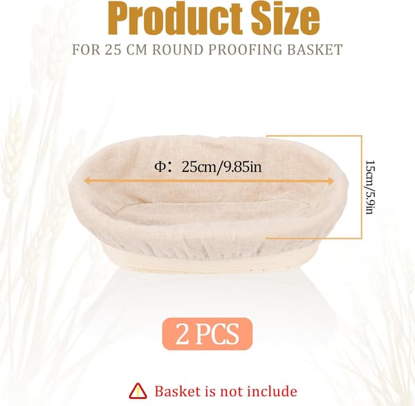2-pack brödjäskorgsfoder – naturlig rotting oval bakdegduk – 10x6 tum