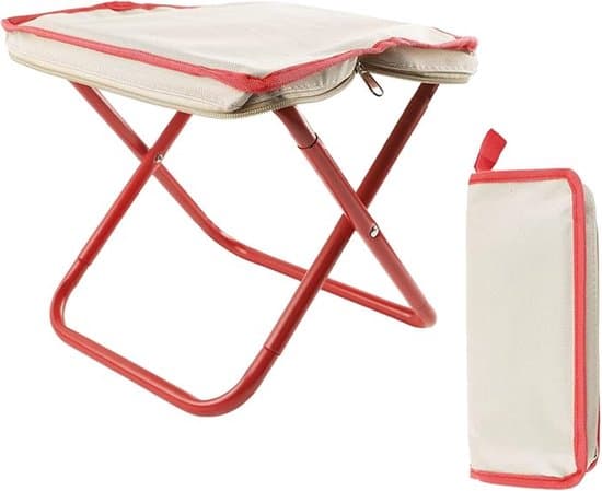 Teleskopisk foldbar camping-/vandrestol - Hvid/rød