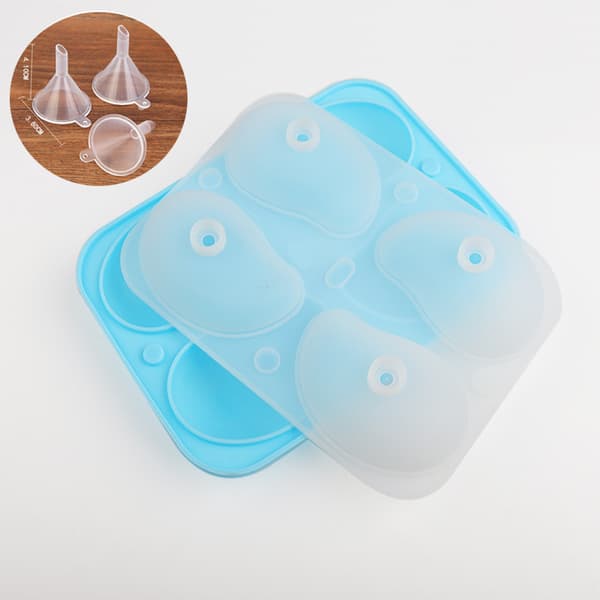 3-delt 3D Mango Silikoneform Sæt: Inkluderer 4-hulrums bageforme, 6 mini tragte & chokoladeforme til is, slik, gelé & isterninger