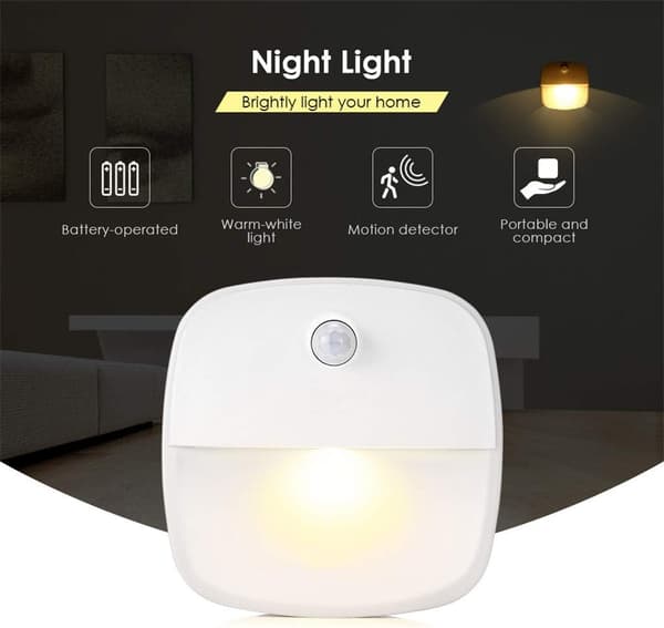LED Natlamper, 3-pak, Smarte Sensor LED Natlamper, Bevægelsessensor Lys, Velegnet til Soveværelsesskabslamper