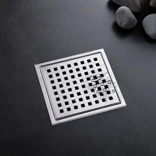 150x150mm Gulvafløb i Rustfrit Stål - Hvid