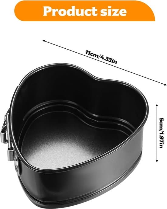 Hjerteformet bageform - Højkvalitets kulstofstål - Sæt med 2 - 11 x 5 cm