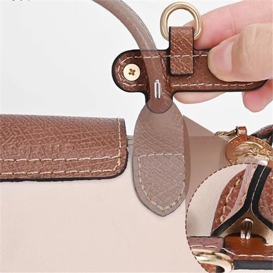 Axelrem i läder, lämplig för mini crossbody-väskor och andra små väskor, bredd: 1,2 cm, längd: 95-115 cm, grå-rosa