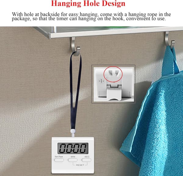 2-pack digitala miniköksnedräkningstimer med magnetisk baksida (vit).