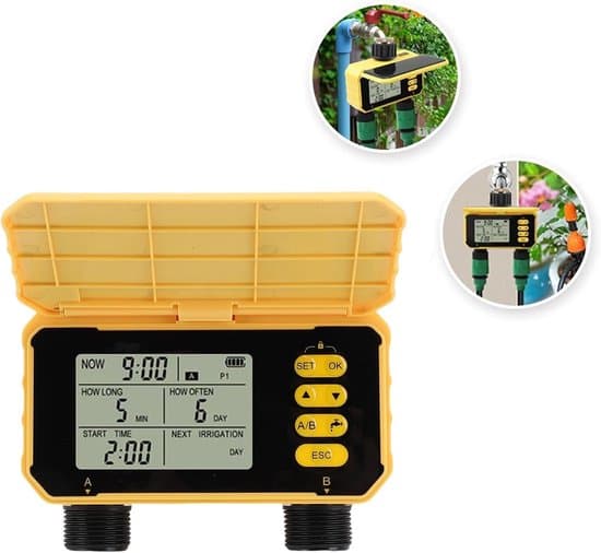 Vandtimer - Vandingscontroller - Automatisk havevanding - Regnsensorfunktionalitet - G3/4 - Sort