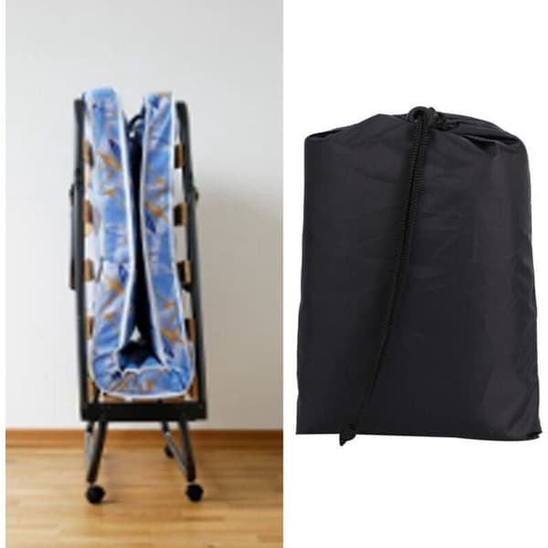 Foldbart sengetæppe, bærbart sort foldbart sengetæppe, støvbetræk til indendørs/udendørs (102 x 33 x 104 cm)
