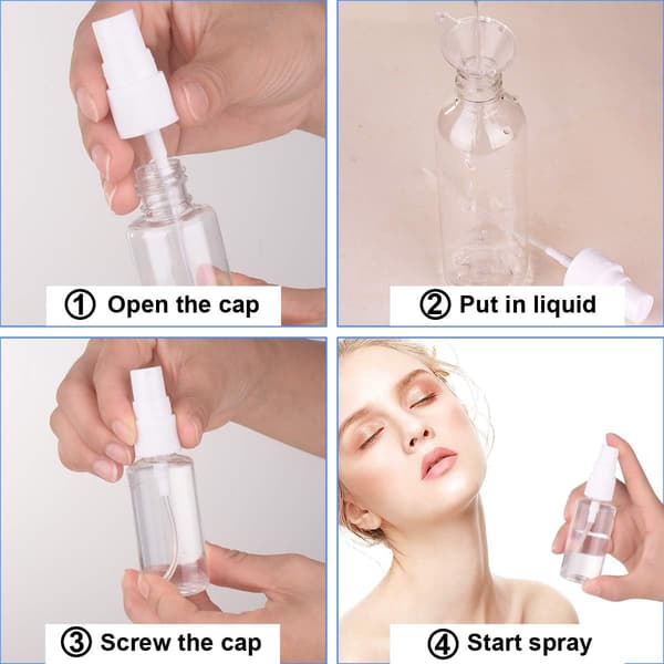 6 sprayflaskor, 30 ml små sprayflaskor i fin dimma av plast, tomma miniresflaskor