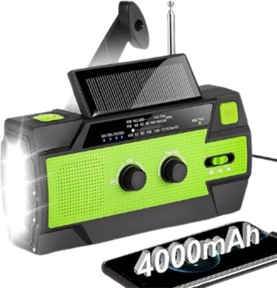 Handvevad solcellsdriven nödradio, 4000mAh, Röd