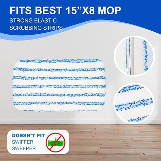 4-pack återanvändbara moppdynor för 38x20cm platt mopp, mikrofiber