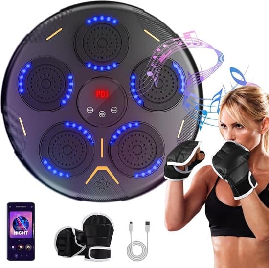 Aikuisten LED-musiikkiboxinglaite hanskoilla, Bluetooth, 9 nopeustilaa