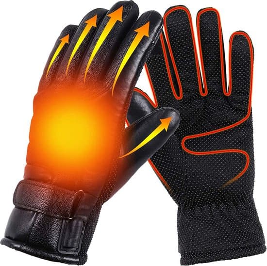 Opvarmede handsker, vandtætte, unisex, touchscreen-kompatible, vinterluffer, sorte